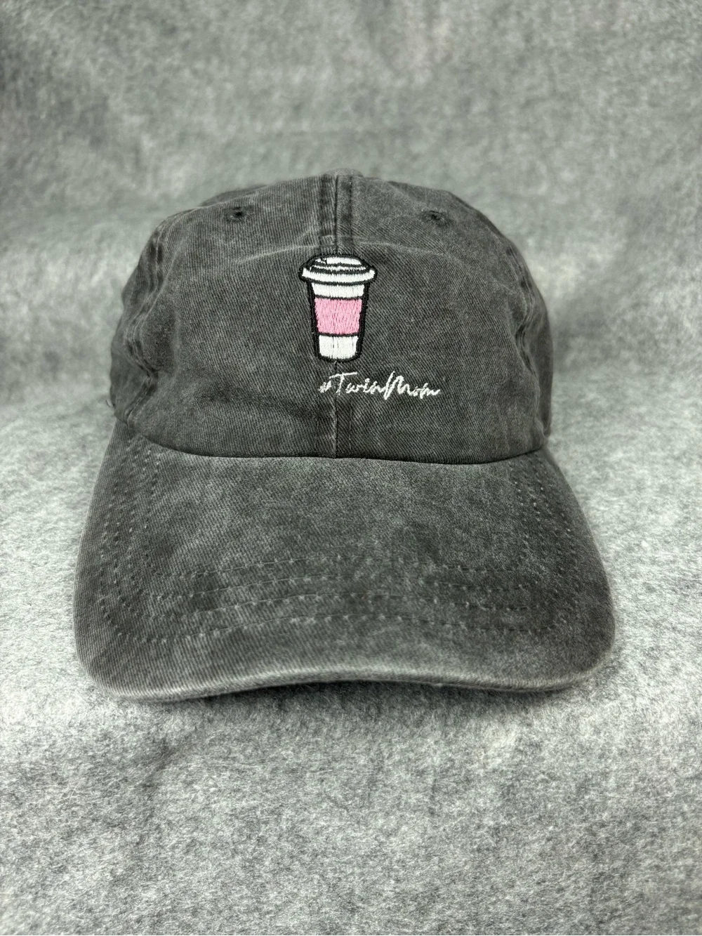 Dad Brand Twin Mum Coffee Cup Embroidered Black Adjustable Hat